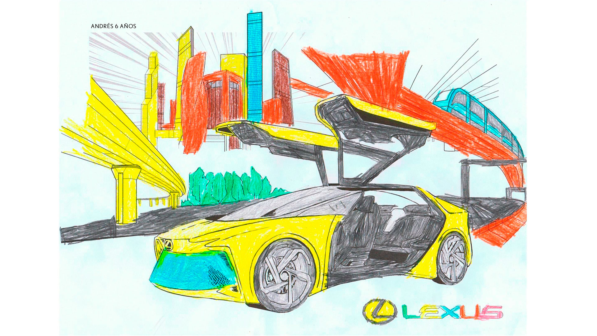 Imagen de Lexus ilustrado en blanco y negro