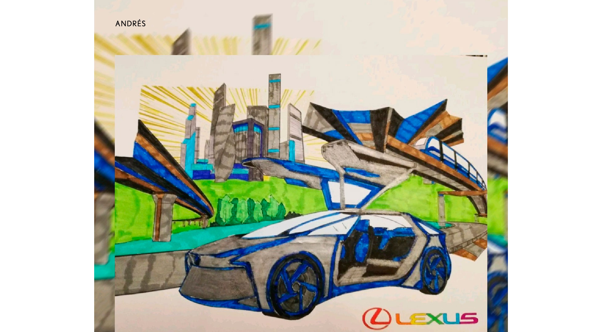 Imagen de Lexus ilustrado en blanco y negro