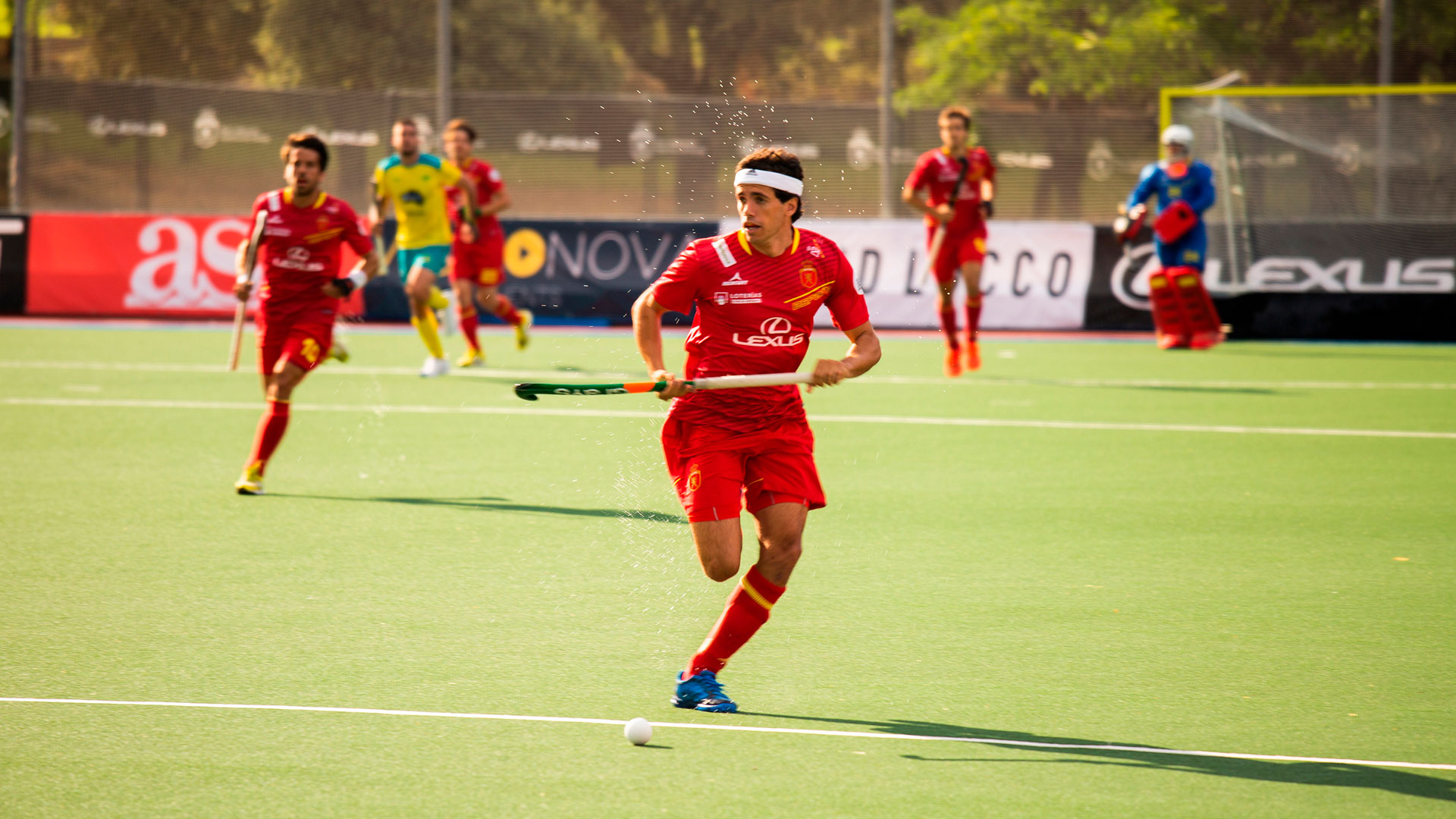 Imagen del partido de hockey hierba entre España y Australia